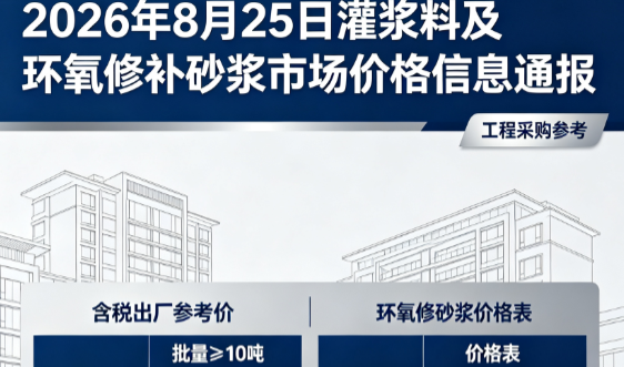 溪湖2026年8月25日灌浆料及环氧修补砂浆市场价格信息通报